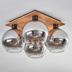 hofstein Plafonnier - Verre Koyoto Écru, Noir, 4 lumières* Lampes Modernes