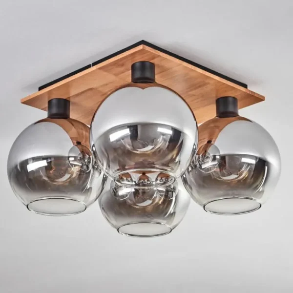 hofstein Plafonnier - Verre Koyoto Écru, Noir, 4 lumières* Lampes Modernes