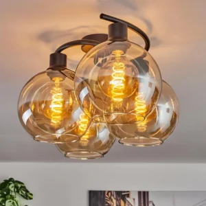 hofstein Plafonnier - Verre Koyoto Ambre, 4 lumières* Lampes En Verre
