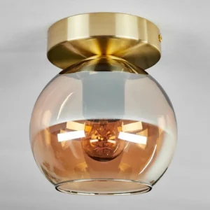 hofstein Plafonnier - Verre Koyoto Laiton, 1 lumière* Lampes En Verre