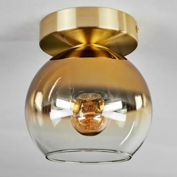 hofstein Plafonnier - Verre Koyoto Laiton, 1 lumière* Lampes En Verre