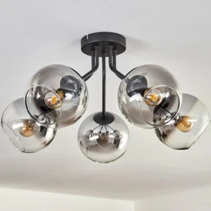 hofstein Plafonnier - Verre Koyoto Clair, Fumé, 5 lumières* Lampes Modernes