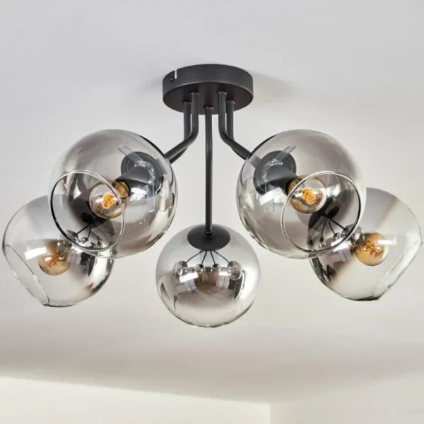 hofstein Plafonnier - Verre Koyoto Clair, Fumé, 5 lumières* Lampes Modernes