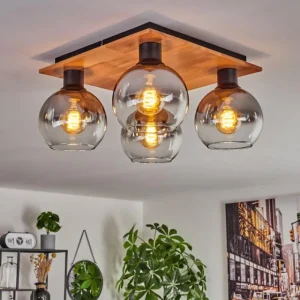 hofstein Plafonnier - Verre Koyoto Écru, Noir, 4 lumières* Lampes Modernes