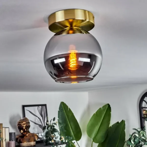 hofstein Plafonnier - Verre Koyoto Laiton, Noir, 1 lumière* Lampes Modernes