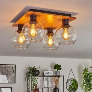 hofstein Plafonnier - Verre Koyoto Écru, Noir, 4 lumières* Lampes Modernes