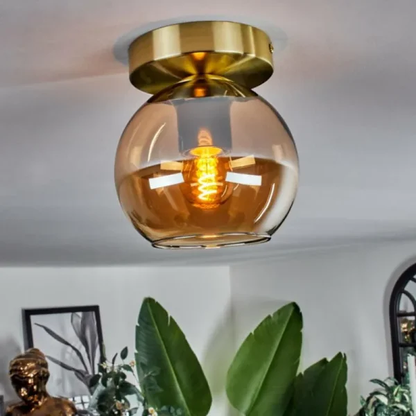 hofstein Plafonnier - Verre Koyoto Laiton, 1 lumière* Lampes En Verre