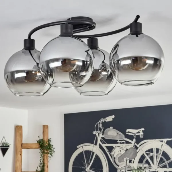 hofstein Plafonnier - Verre Koyoto Clair, Fumé, 4 lumières* Lampes Modernes