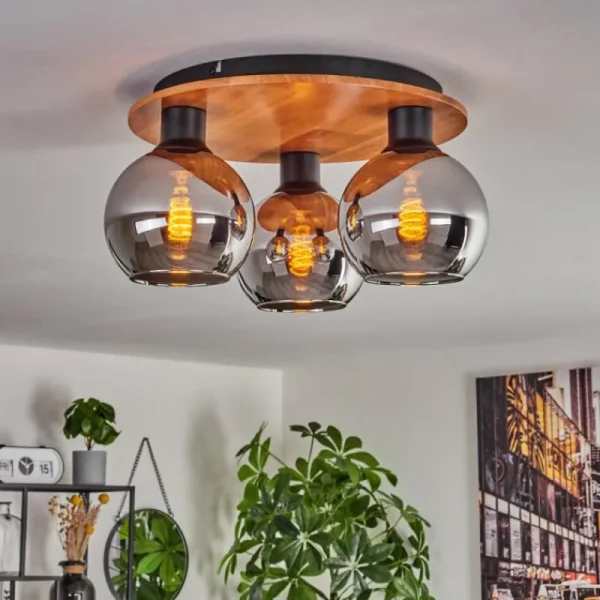 hofstein Plafonnier - Verre Koyoto Écru, Noir, 3 lumières* Lampes Modernes