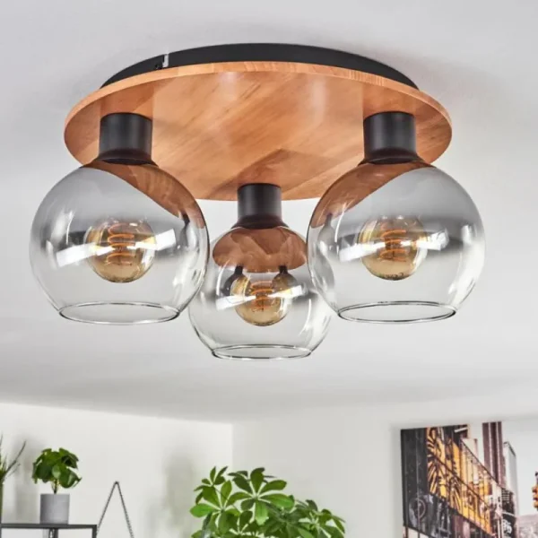 hofstein Plafonnier - Verre Koyoto Écru, Noir, 3 lumières* Lampes Modernes
