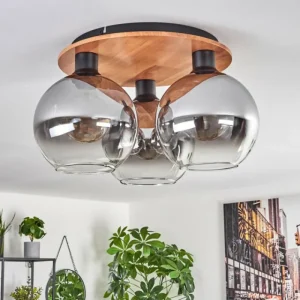 hofstein Plafonnier - Verre Koyoto Écru, Noir, 3 lumières* Lampes Modernes