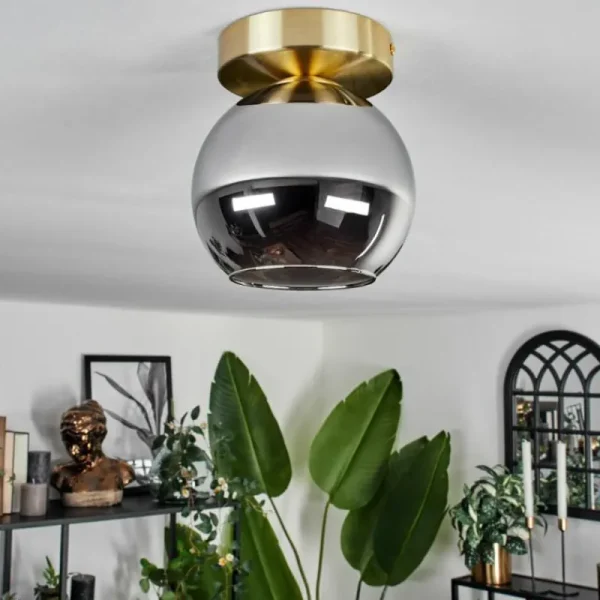 hofstein Plafonnier - Verre Koyoto Laiton, Noir, 1 lumière* Lampes Modernes