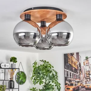 hofstein Plafonnier - Verre Koyoto Écru, Noir, 3 lumières* Lampes Modernes
