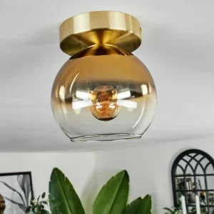 hofstein Plafonnier - Verre Koyoto Laiton, 1 lumière* Lampes En Verre
