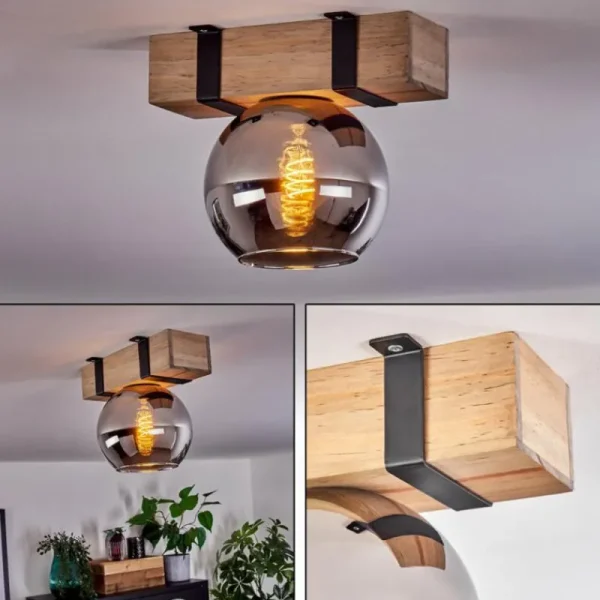 hofstein Plafonnier - Verre Montgomery Écru, Noir, 1 lumière* Lampes Modernes