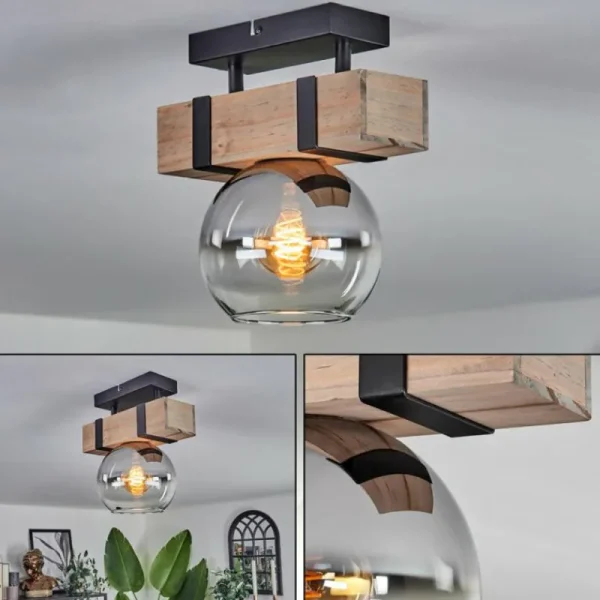 hofstein Plafonnier - Verre Montgomery Écru, Noir, 1 lumière* Lampes Modernes