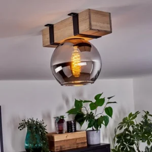 hofstein Plafonnier - Verre Montgomery Écru, Noir, 1 lumière* Lampes Modernes