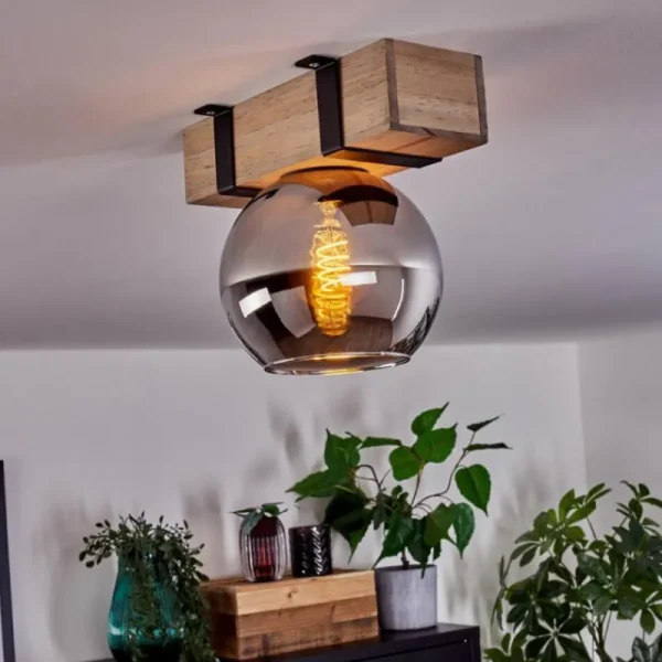 hofstein Plafonnier - Verre Montgomery Écru, Noir, 1 lumière* Lampes Modernes