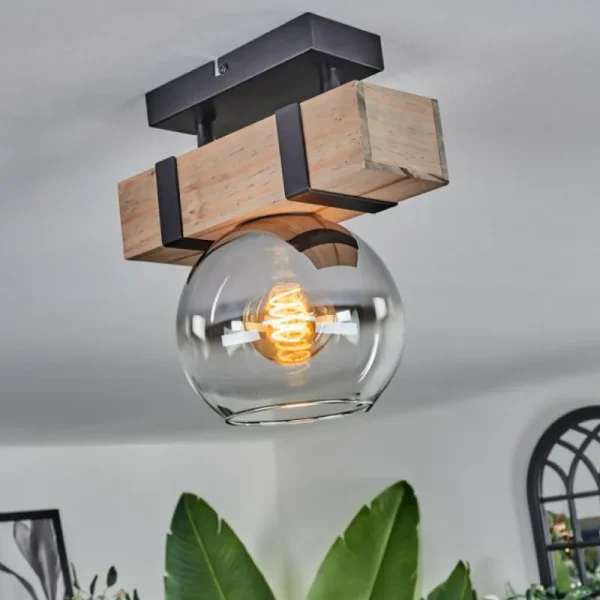 hofstein Plafonnier - Verre Montgomery Écru, Noir, 1 lumière* Lampes Modernes