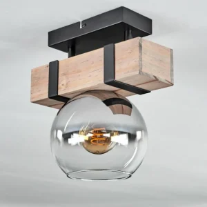 hofstein Plafonnier - Verre Montgomery Écru, Noir, 1 lumière* Lampes Modernes