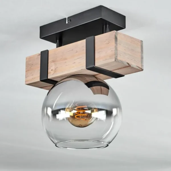 hofstein Plafonnier - Verre Montgomery Écru, Noir, 1 lumière* Lampes Modernes