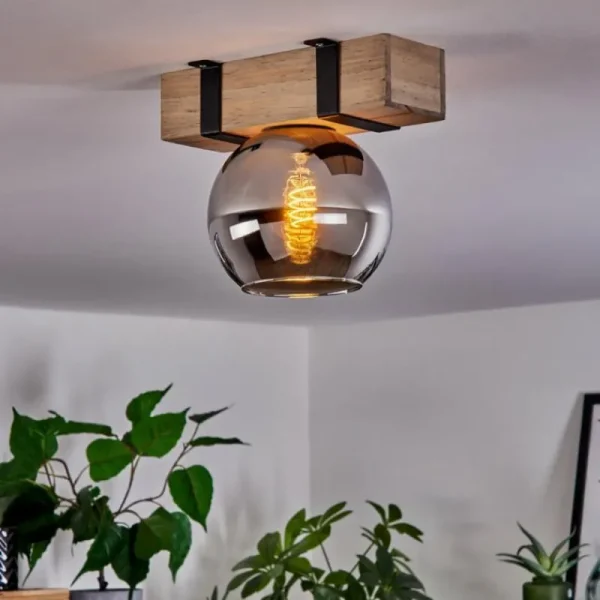 hofstein Plafonnier - Verre Montgomery Écru, Noir, 1 lumière* Lampes Modernes