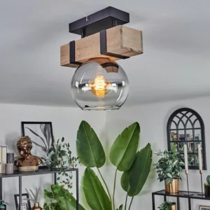 hofstein Plafonnier - Verre Montgomery Écru, Noir, 1 lumière* Lampes Modernes