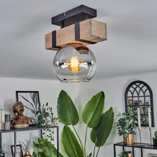 hofstein Plafonnier - Verre Montgomery Écru, Noir, 1 lumière* Lampes Modernes