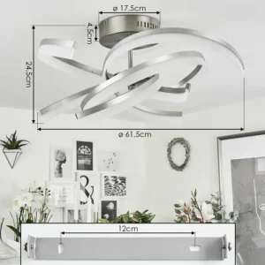 hofstein Plafonnier Vignats LED Nickel mat, 4 lumières, Télécommandes* Lampes Modernes