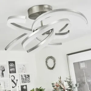 hofstein Plafonnier Vignats LED Nickel mat, 4 lumières, Télécommandes* Lampes Modernes