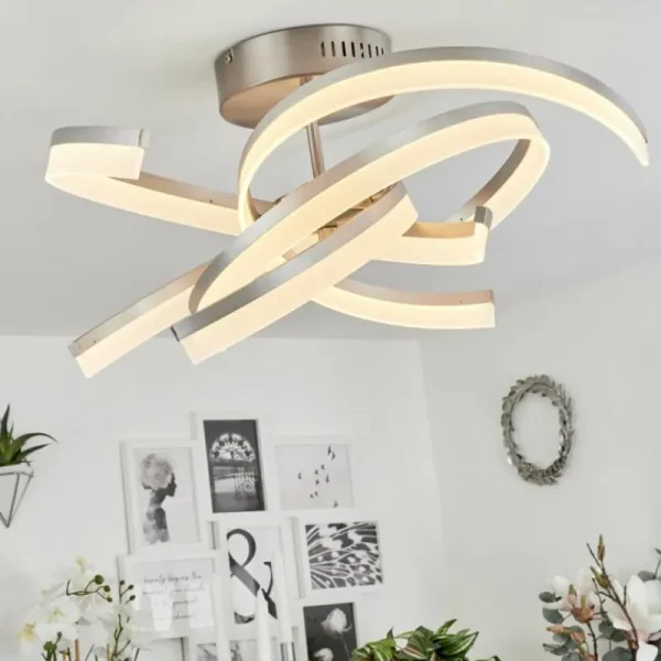 hofstein Plafonnier Vignats LED Nickel mat, 4 lumières, Télécommandes* Lampes Modernes