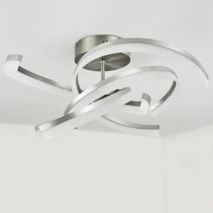 hofstein Plafonnier Vignats LED Nickel mat, 4 lumières, Télécommandes* Lampes Modernes