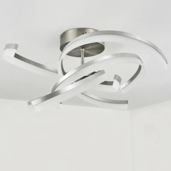 hofstein Plafonnier Vignats LED Nickel mat, 4 lumières, Télécommandes* Lampes Modernes