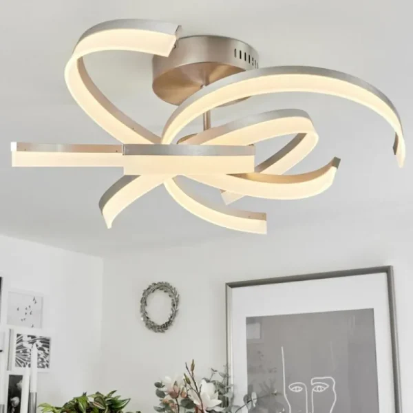 hofstein Plafonnier Vignats LED Nickel mat, 4 lumières, Télécommandes* Lampes Modernes
