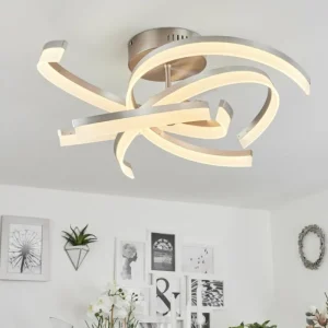 hofstein Plafonnier Vignats LED Nickel mat, 4 lumières, Télécommandes* Lampes Modernes