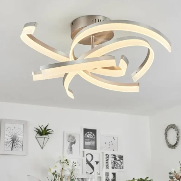 hofstein Plafonnier Vignats LED Nickel mat, 4 lumières, Télécommandes* Lampes Modernes
