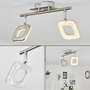hofstein Plafonnier Villenauxe LED Chrome, Nickel mat, 2 lumières* Lampes Modernes