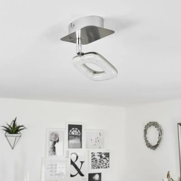 hofstein Plafonnier Villenauxe LED Chrome, Nickel mat, 1 lumière* Lampes Modernes