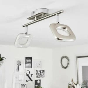 hofstein Plafonnier Villenauxe LED Chrome, Nickel mat, 2 lumières* Lampes Modernes