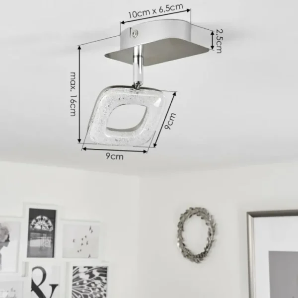 hofstein Plafonnier Villenauxe LED Chrome, Nickel mat, 1 lumière* Lampes Modernes