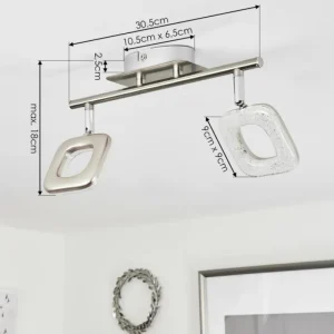 hofstein Plafonnier Villenauxe LED Chrome, Nickel mat, 2 lumières* Lampes Modernes
