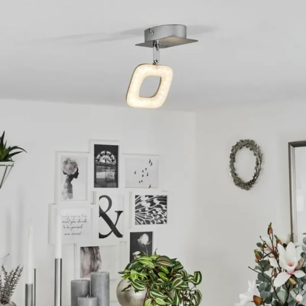 hofstein Plafonnier Villenauxe LED Chrome, Nickel mat, 1 lumière* Lampes Modernes
