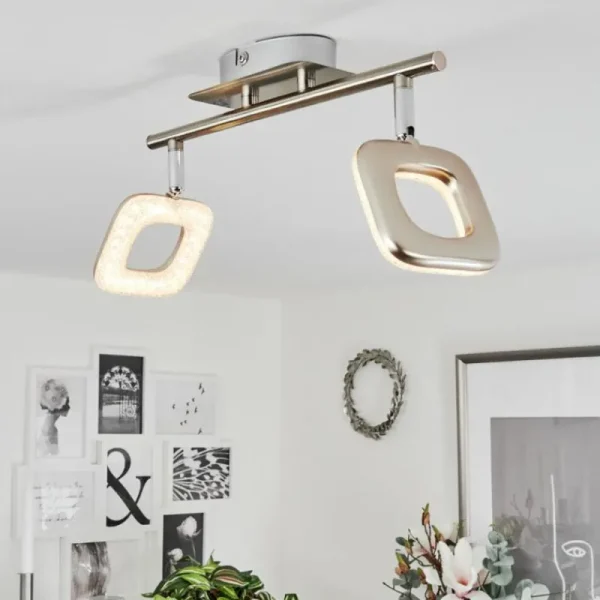 hofstein Plafonnier Villenauxe LED Chrome, Nickel mat, 2 lumières* Lampes Modernes