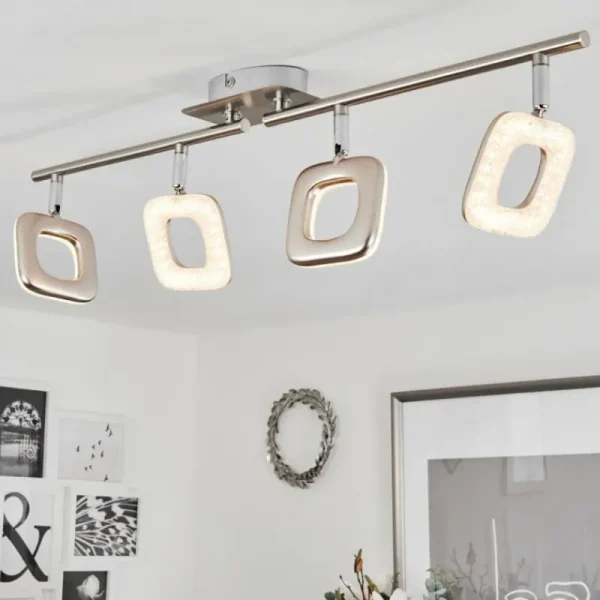 hofstein Plafonnier Villenauxe LED Chrome, Nickel mat, 4 lumières* Lampes Modernes