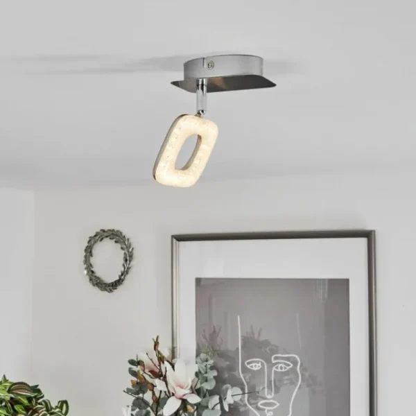 hofstein Plafonnier Villenauxe LED Chrome, Nickel mat, 1 lumière* Lampes Modernes