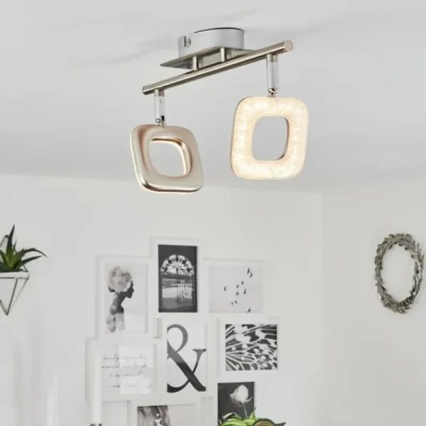 hofstein Plafonnier Villenauxe LED Chrome, Nickel mat, 2 lumières* Lampes Modernes