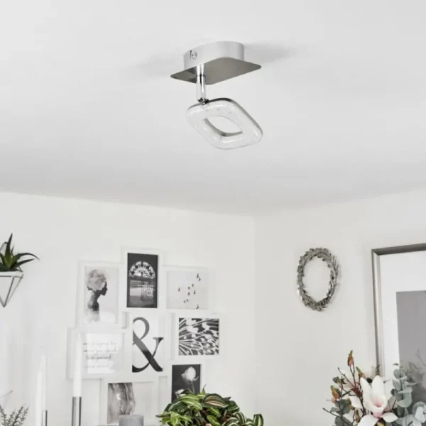 hofstein Plafonnier Villenauxe LED Chrome, Nickel mat, 1 lumière* Lampes Modernes