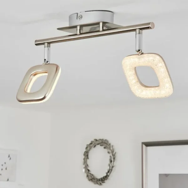 hofstein Plafonnier Villenauxe LED Chrome, Nickel mat, 2 lumières* Lampes Modernes