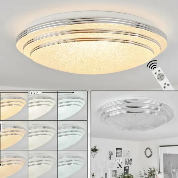 hofstein Plafonnier Villeveyrac LED Blanc, 1 lumière, Télécommandes* Lampes Modernes