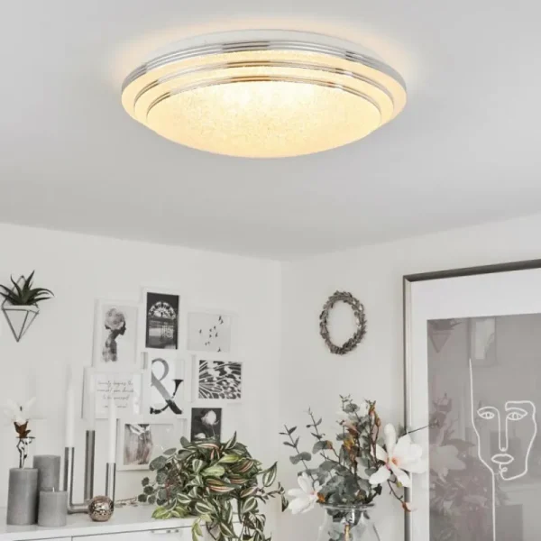hofstein Plafonnier Villeveyrac LED Blanc, 1 lumière, Télécommandes* Lampes Modernes